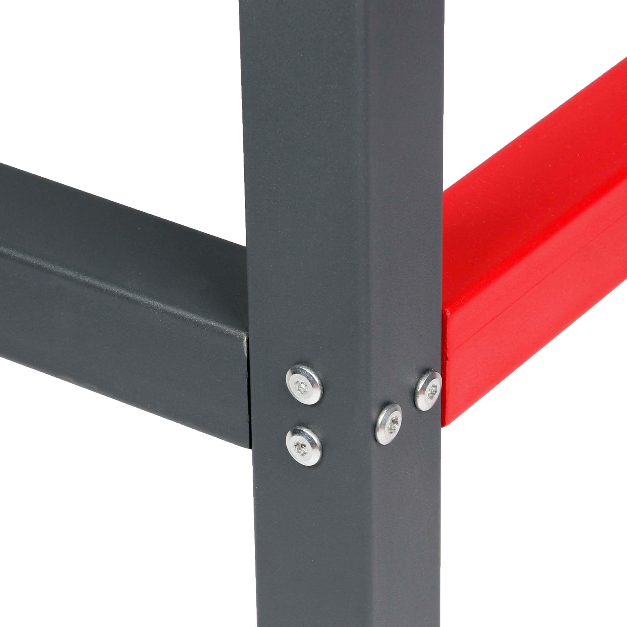 Pied d’établi 150x57x81 cm Acier Anthracite Rouge Support Table de Travail Emballage Atelier Dépôt