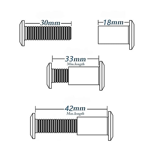 Miniatura 3 de Anmas Kit de 20 piezas de perno y tuerca de tapa para conector de muebles de longitud M6 de 1.181in para cuna, pernos de casquillo hexagonales,