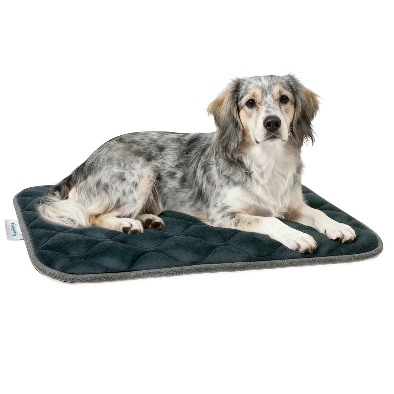 furrybaby Dog Bed Mat Flat Crate Mat with Anti-Slip Bottom Machine Washable Pet Kennel Pad for Dog Sleeping (M 30x19'', Grey Mat)