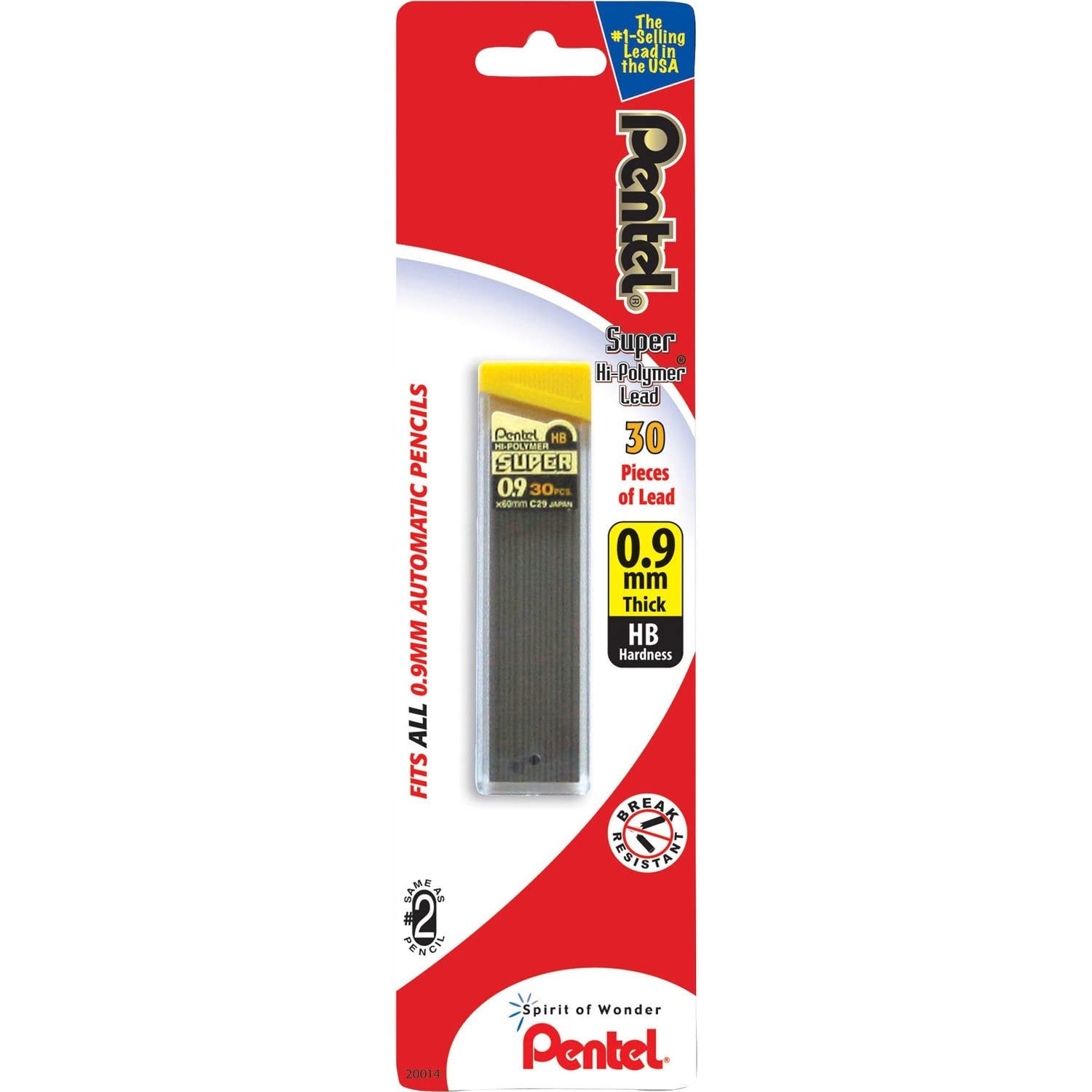 Pentel Super Hi-Polymer Lead Refill , 0.9 mm Thick, HB, 30 Pieces of Lead (C29BPHB)