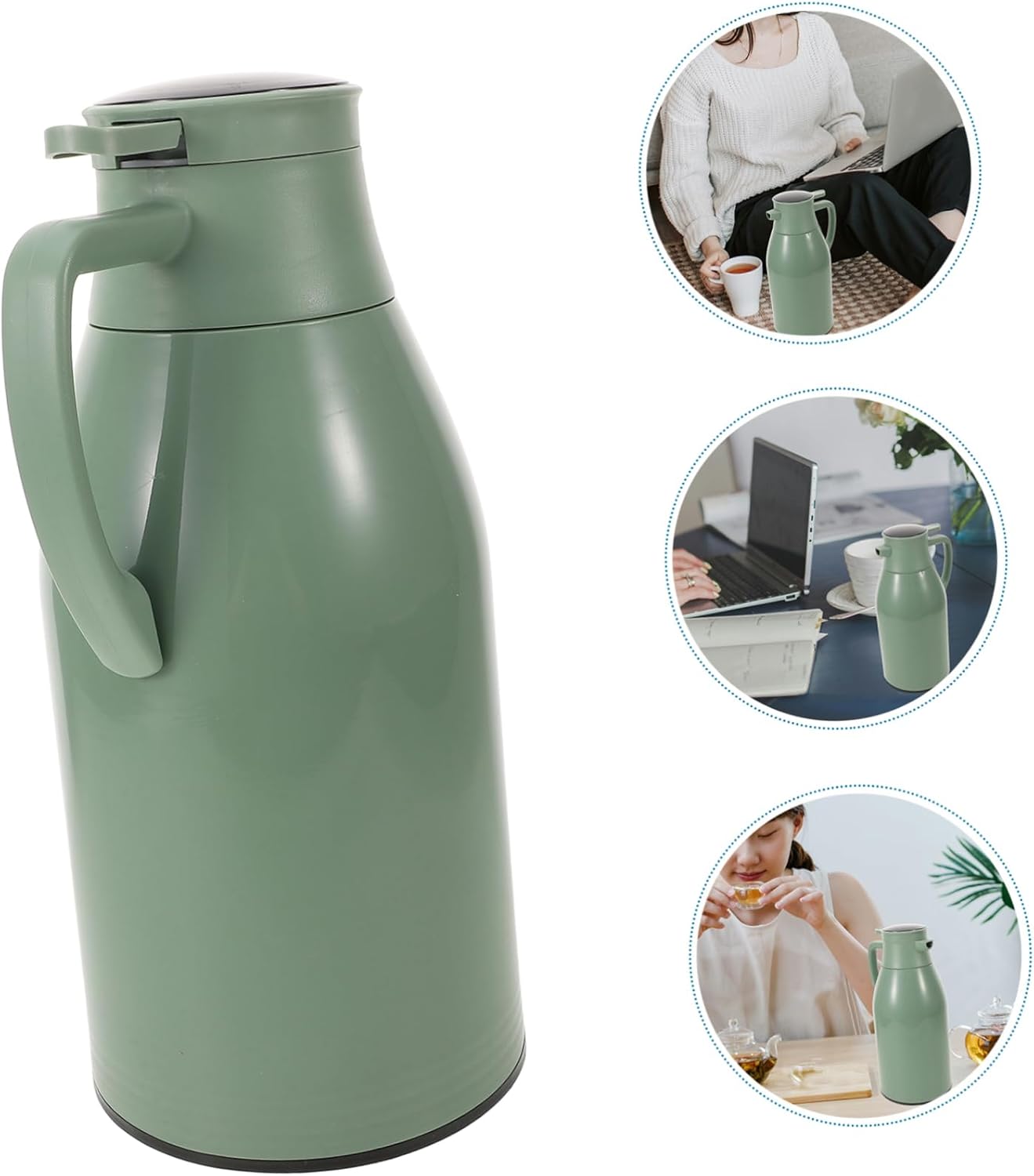 Temperature Display Insulated Thermal Carafe Vacuum Jug for Hot Water Coffee and Beverages Stylish Design Comfortable Handle and Leakproof Lid Home Use