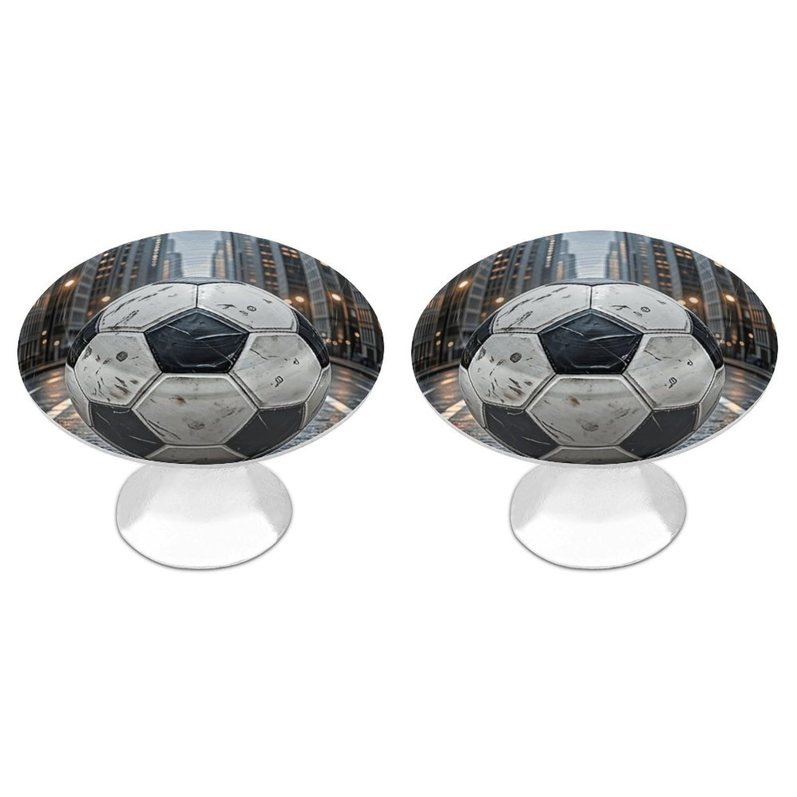 Fodpand White 2 Pack Cabinet Knobs 1.1 Inch Single Hole Drawer Pulls Handles Decorative Soccer Furniture Knobs For Dresser Kitchen Bathroom Cupboard Wardrobe Vanity Closet Door Hardware