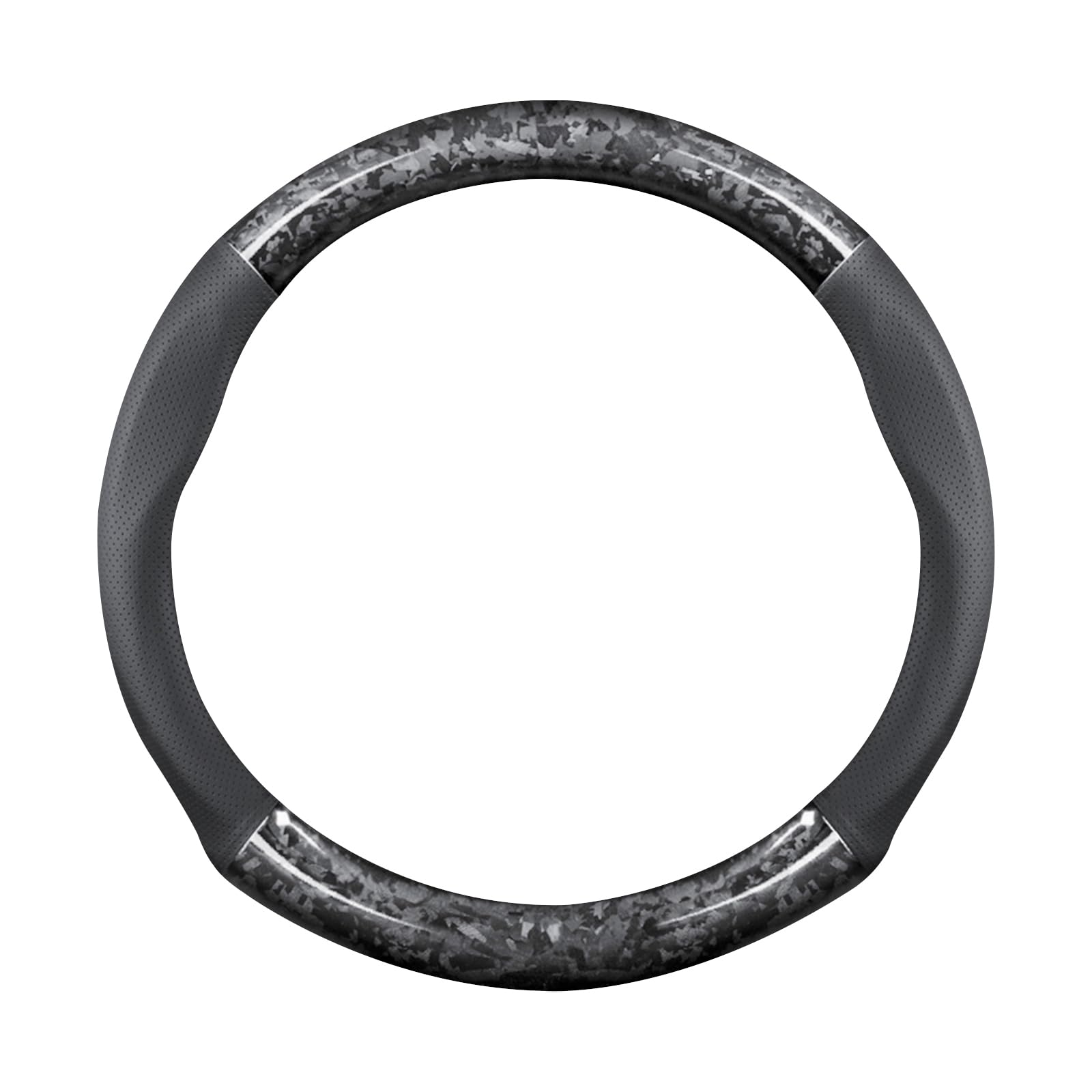 Ergocar Car Steering Wheel Sleeve, Round Forged Carbon Fiber and Leather Material Steering Wheel Sleeve, 37-38cm/14.5-15inch, Non-Slip, Soft, Breathable, Sports Style