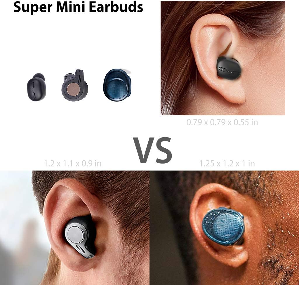 Avantree TW110 Mini True Wireless Earbuds for Small Ears Canals, Sport Bluetooth 5.0 Earphones with Volume Control & Mic, Clear Sound, Charging Case, 28H Playtime