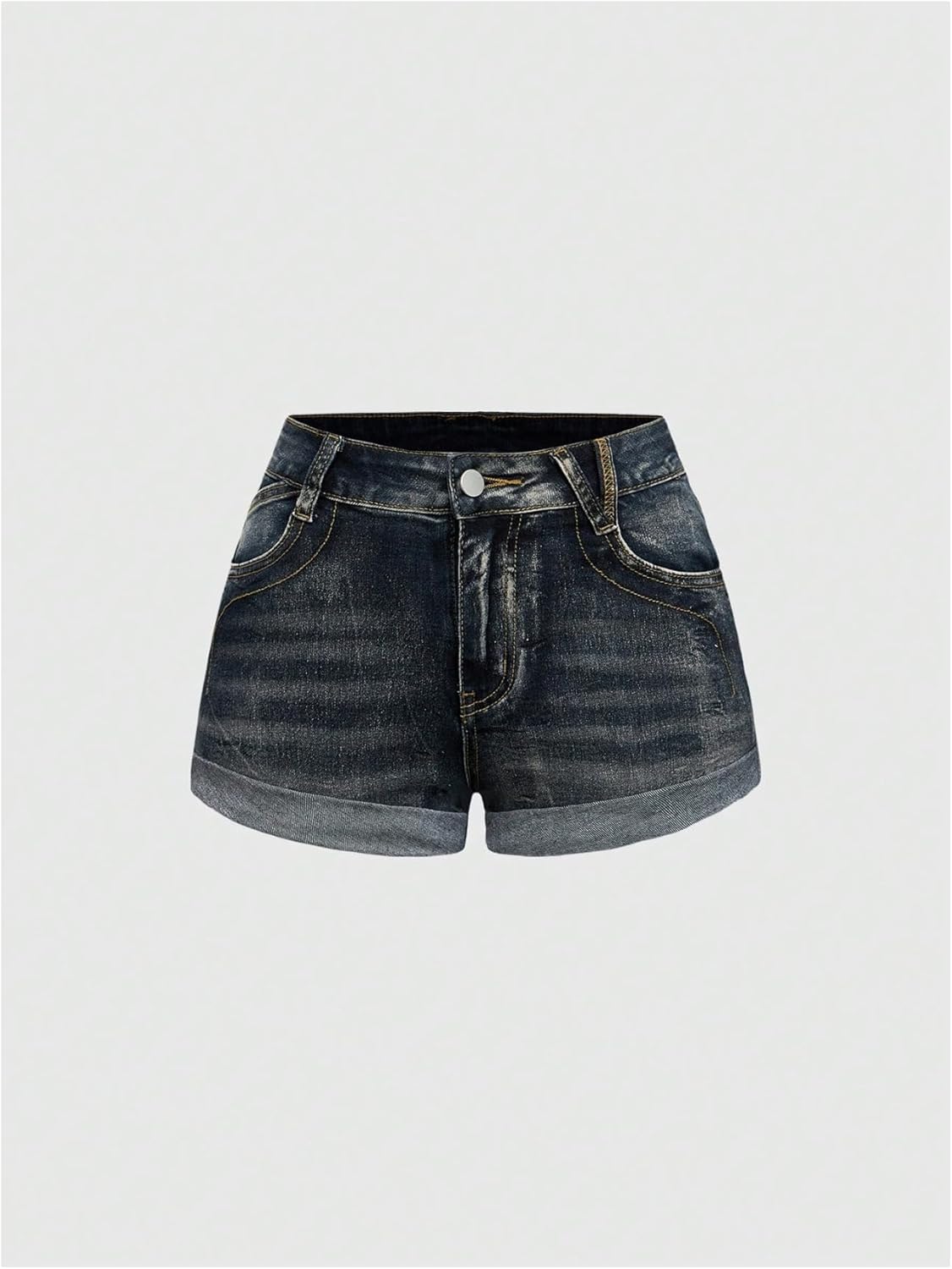 WDIRARA Women's Butterfly Embroidered Punk Denim Shorts Skinny Y2k Vintage Distressed Low Rise Jean Shorts - Image 3