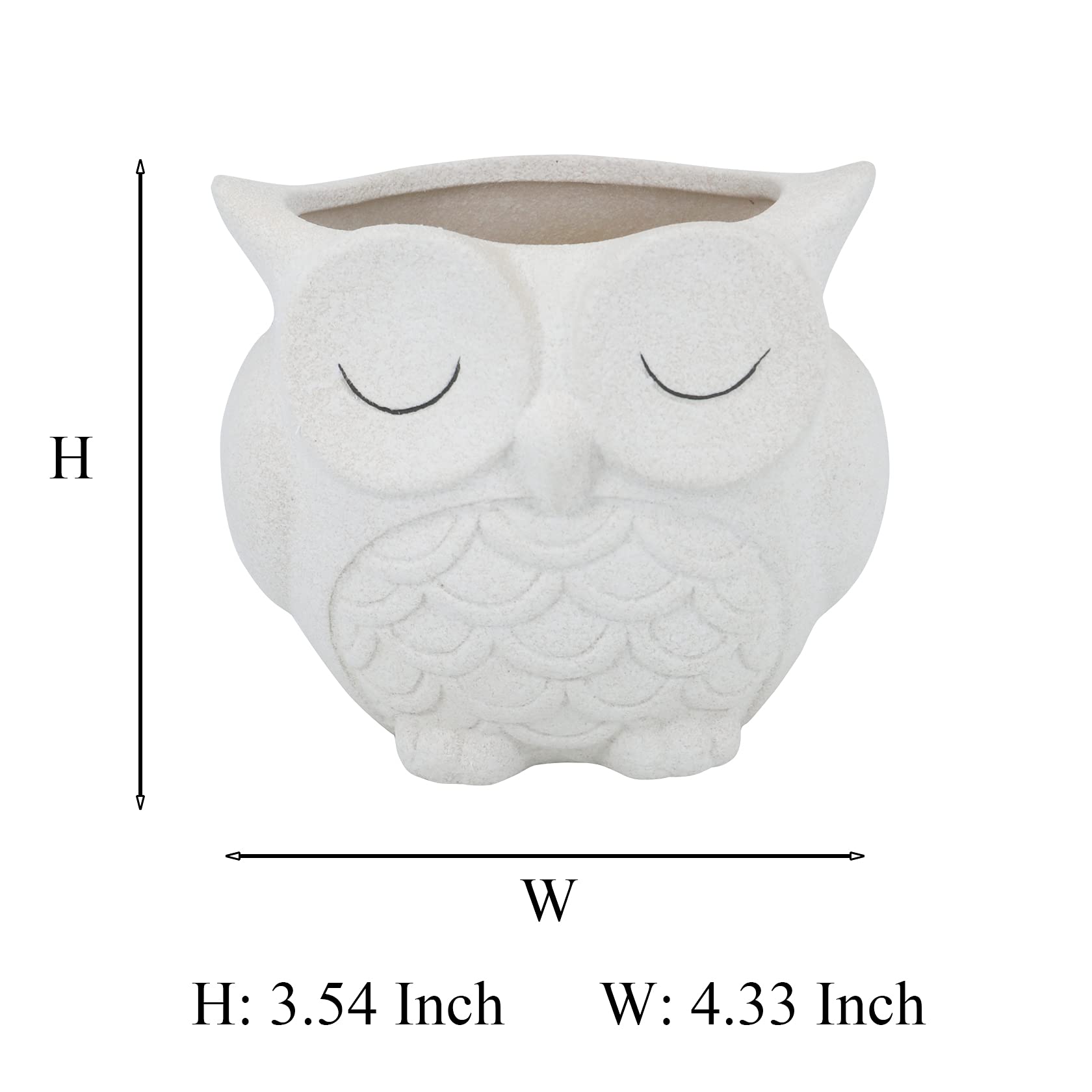 Gemseek Cute Owl Succulent Planter Pot with Drainage Tray, Large White Ceramic Flower Cactus Container, Animal Shaped Indoor Air Plants Holder