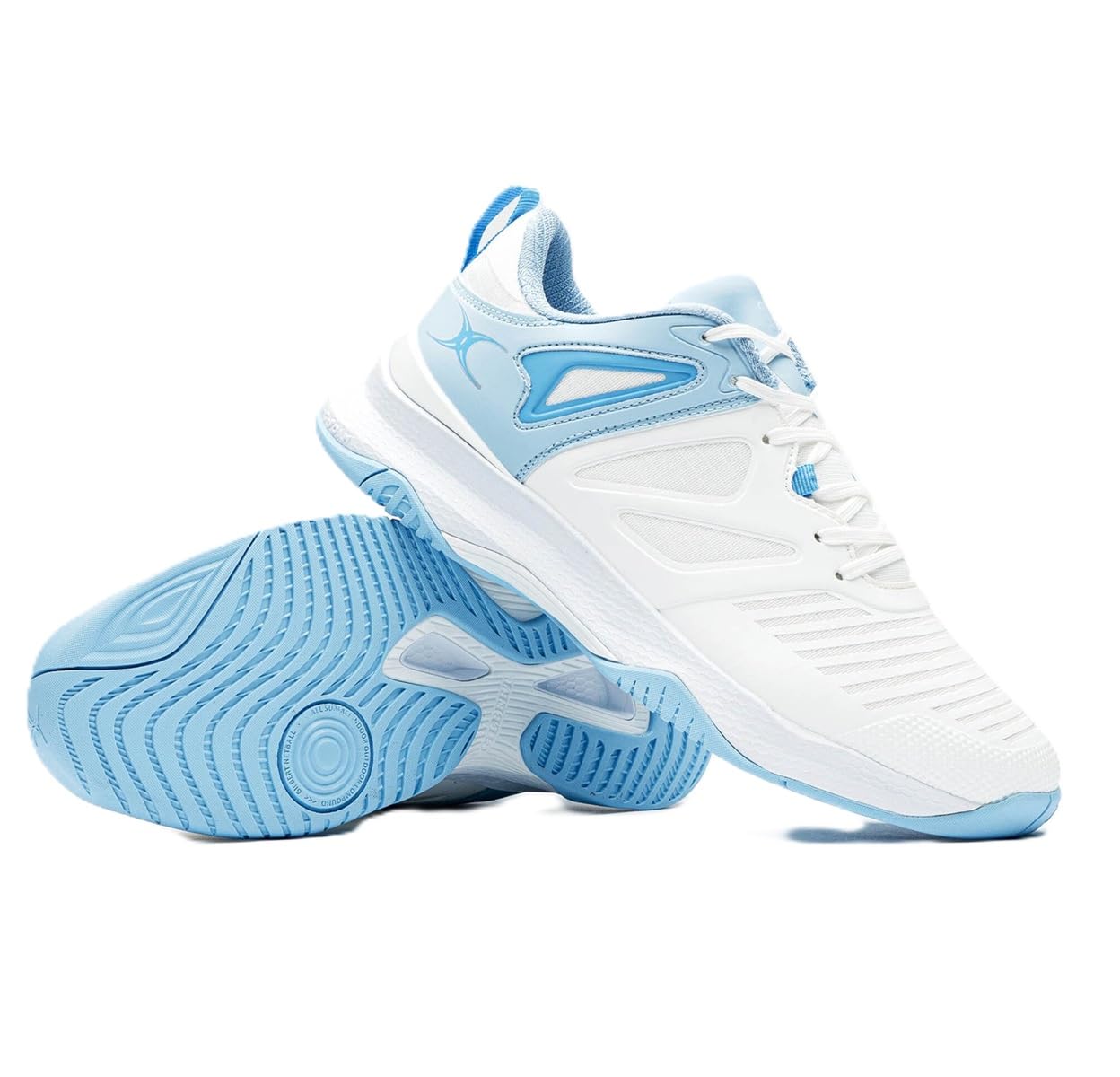Gilbert Netball Womens Impact Trainers Shoes - White Blue - UK 7