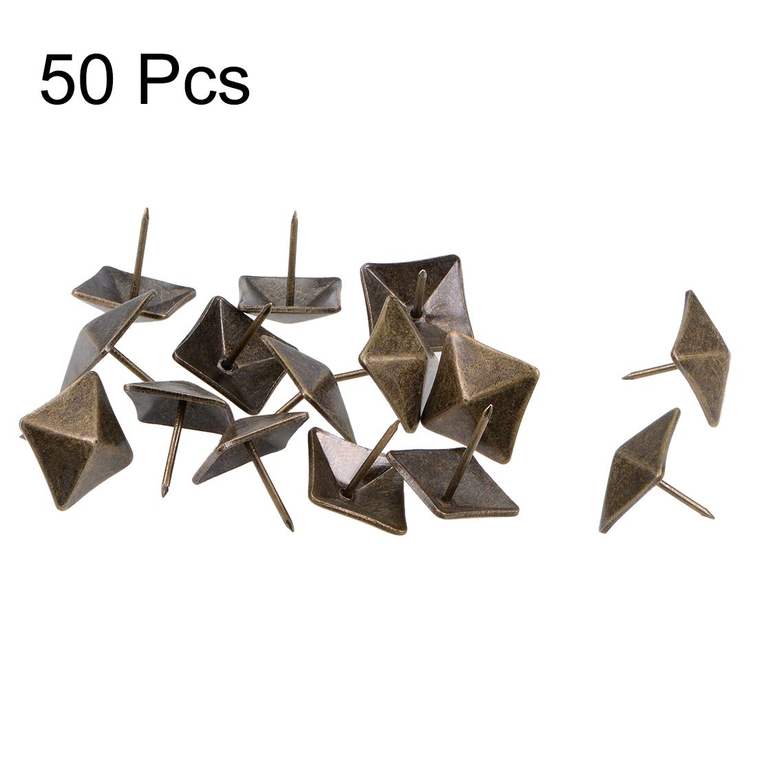 uxcell Upholstery Nails Tacks 18mm Square Head Antique Furniture Nails Pins Bronze Tone 50 Pcs