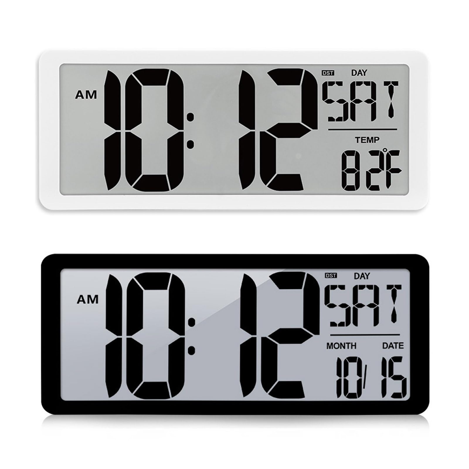 Große digitale LCD Wanduhr mit Temperatur und Datumsanzeige – 35, 6 cm (14 Zoll) leise mit Weckern für Heimbüro, Wanduhr Aufhängen