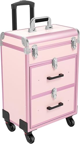 Caja de almacenamiento de la carretilla del viaje del cosmético del caso del maquillaje del, Rosado, Moderno