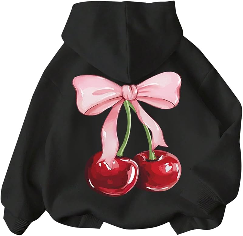 buzo con capucha para niñas con estampado grueso | Con capucha, puños y dobladillo acanalados, estilo jersey, ajuste relajado, para la escuela, viajes y uso diario casual.