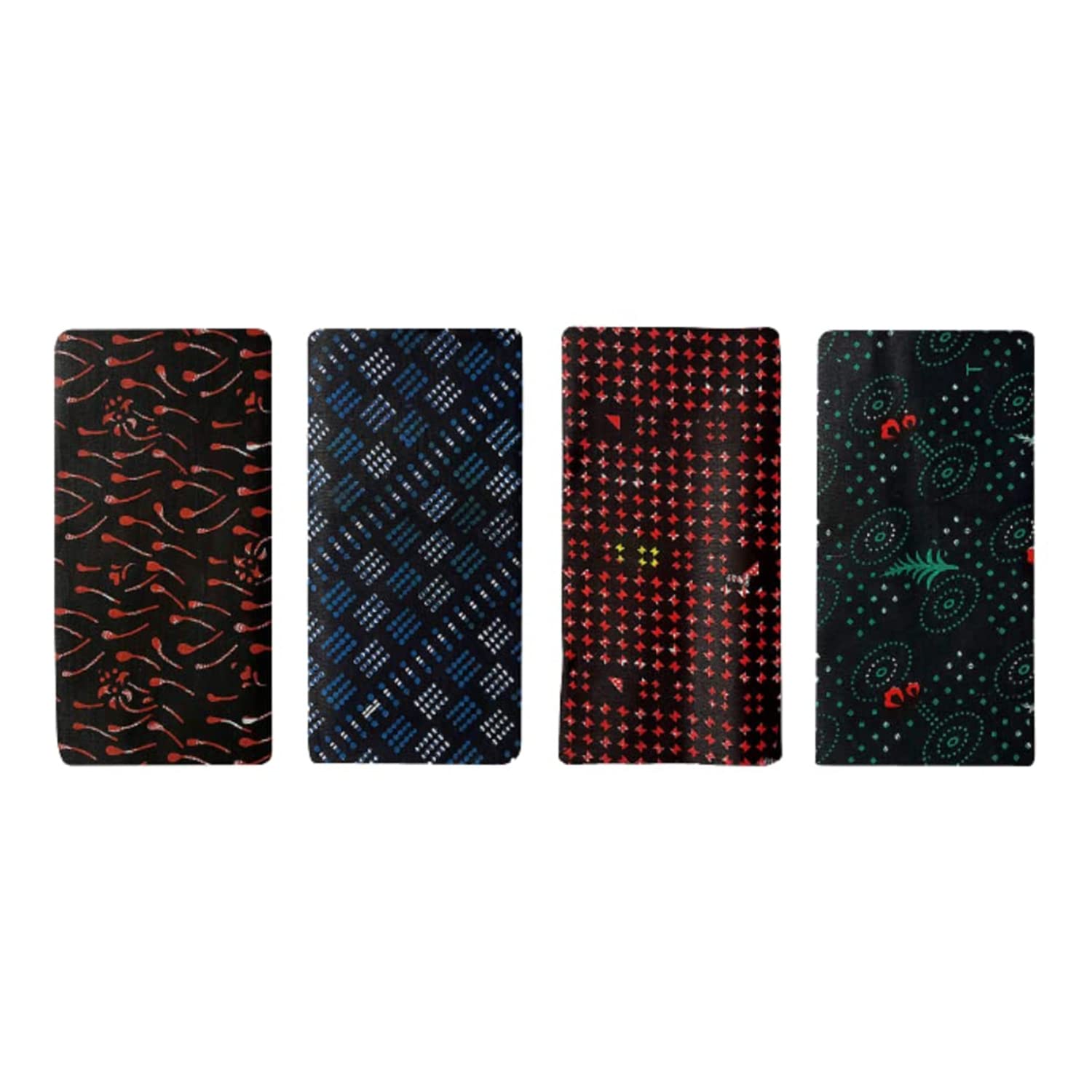 BLUE Leaf100% Pure Cotton Printed Lungies for Men (Size_2.25 Meter || Assorted Coloured Pack of 4)