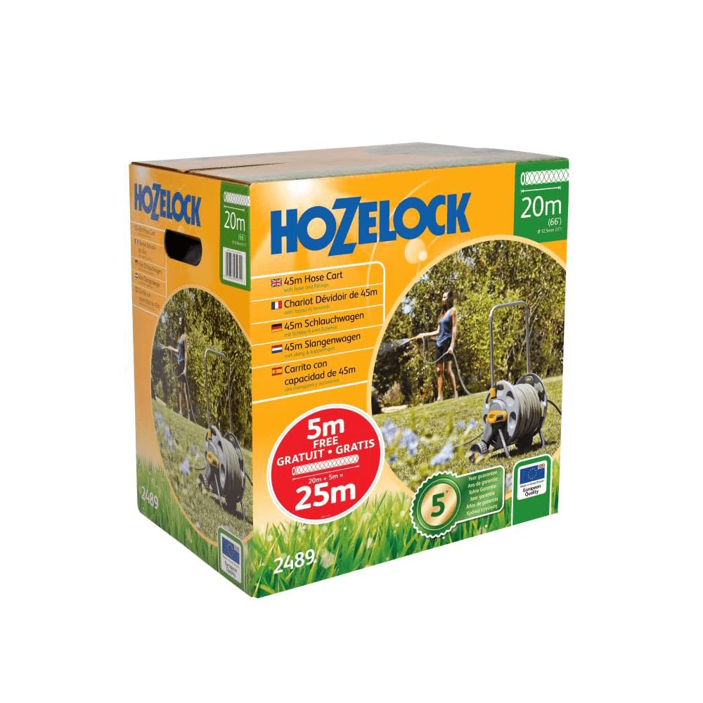 Hozelock 2489H 45 m Kapasiteli 20 m + 5 m (Hediyeli) Tekerlekli, Hortum Toplama Sarma Araba Seti (Demontedir)