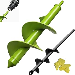 Auger Drill Bit for Planting 80x300mm and 40x220mm Garden Auger Spiral Drill Bit Bulb Planter Auger Post Hole Digger Garden Spiral Hole Drill Planter Soil Auger Planting Auger for Hex Driver Drill