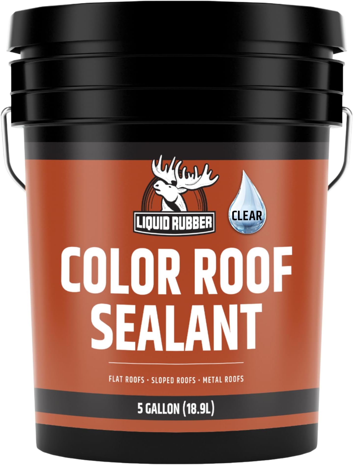 Liquid Rubber Color Roof Sealant- Elastomeric Waterproof Coating for Flat, Low-Slope & Metal Roofs, Flexible UV-Stable Membrane, Clear, 5 Gallon
