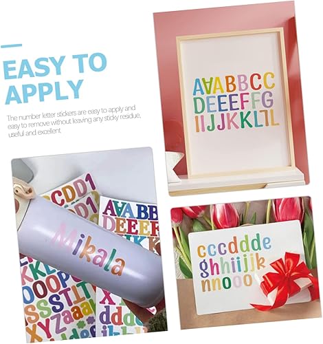 Miniatura 5 de TEHAUX 10 hojas de calcomanías del alfabeto, calcomanías de números, calcomanías de impresora, calcomanías de vinilo impermeables para letras de