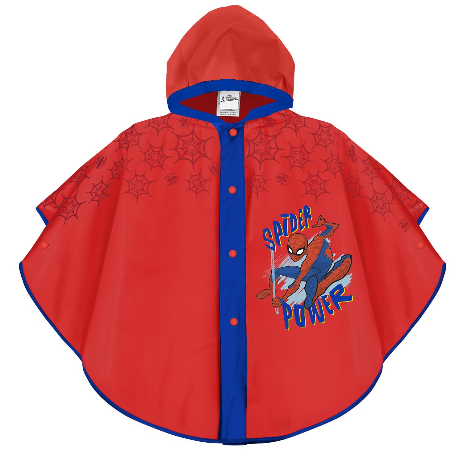 PERLETTI Poncho Pluie Spider Bleu pour Enfant 3 4 5 6 Ans - Garçon Impérmeable Homme Araignée - Cape de Pluie