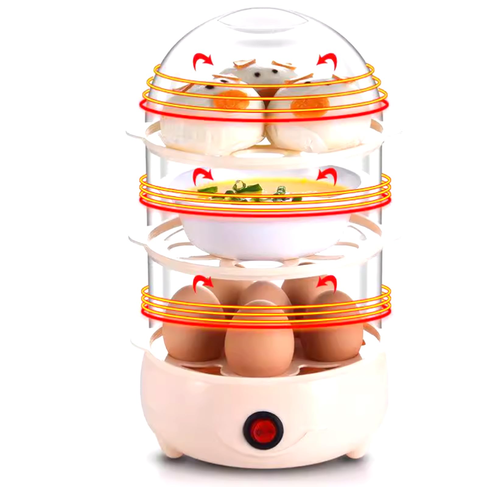Cuociuova Elettrico - Cuociuova in Camicia con capacità di 6 Uova per Uova al Vapore, sode, Onsen Tamago, Uova alla Coque