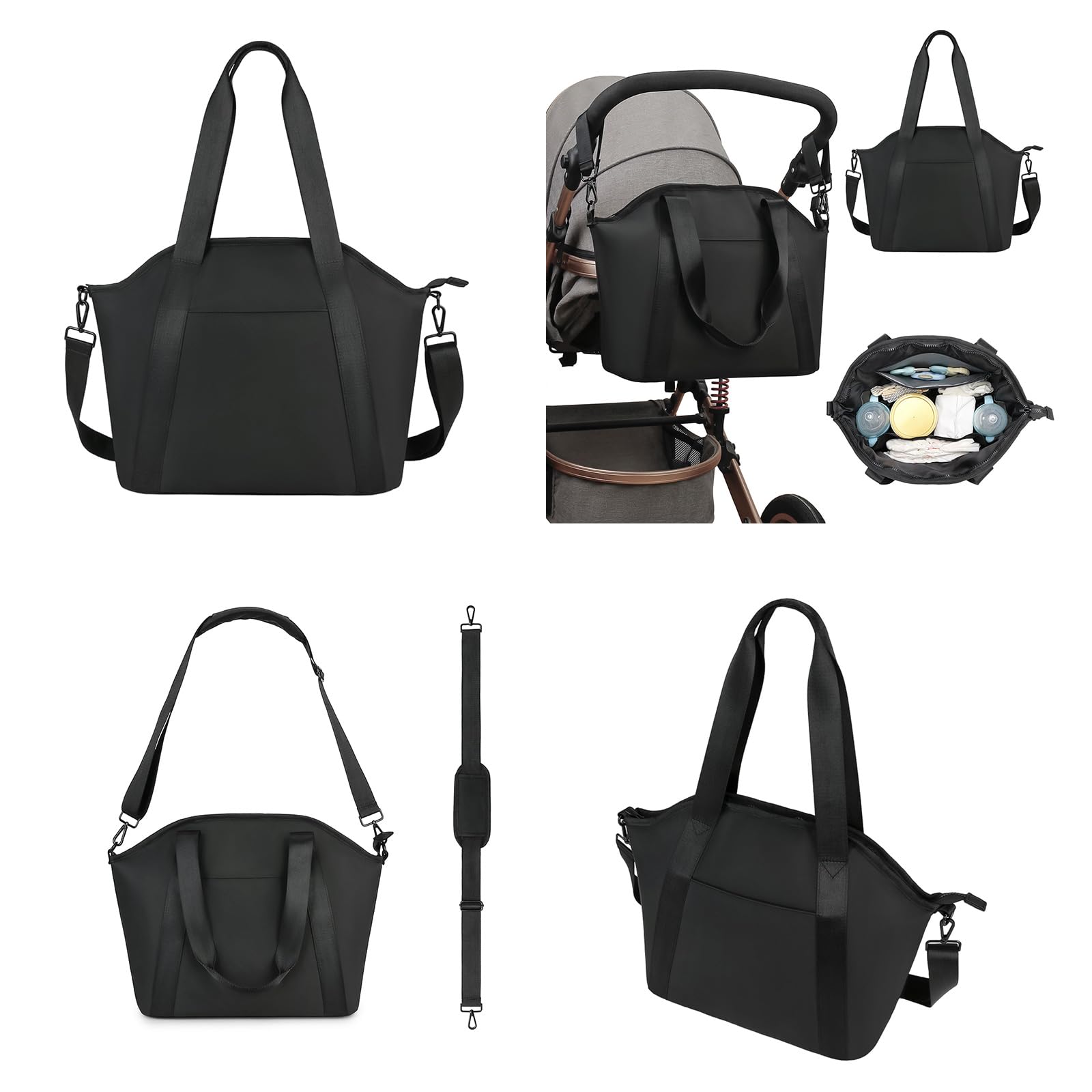 Borsa per pannolini a tracolla per passeggino a tracolla con scomparti multipli a spalla di grande capacità