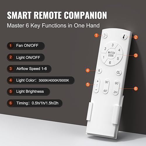 Miniatura 5 de VEVOR Bathroom Exhaust Fan, 110 CFM High-Efficiency Ventilation, 1.5sones Low Noise Operation All-Copper Motor, Remote Control, Energy-Saving