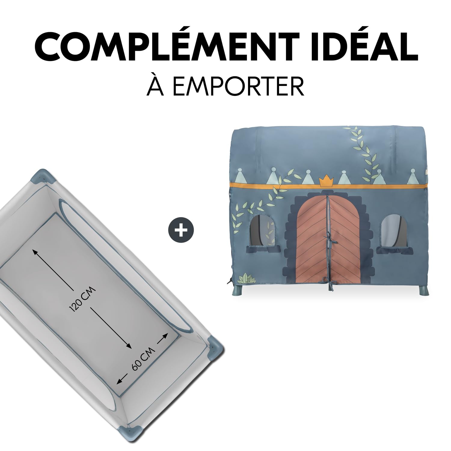 Hauck Tente pour Lit Parapluie, Ciel de Lit Cabane Enfant Intérieur et Extérieur, Compatible Lits de Voyage Hauck avec Largeur Couchage 60 cm, Château