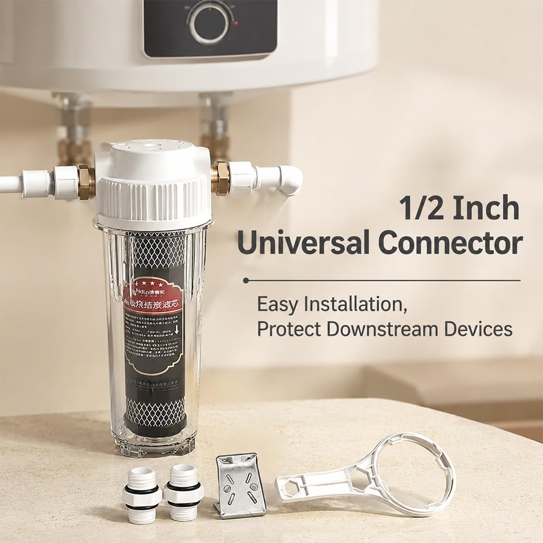 1 Juego Carcasa De Filtro Transparente 10" Con Cartucho De Carbón Sinterizado Antical,conectores 1/2",kit Prefiltración Transparente Toda La Casa Y Debajo Del Fregadero
