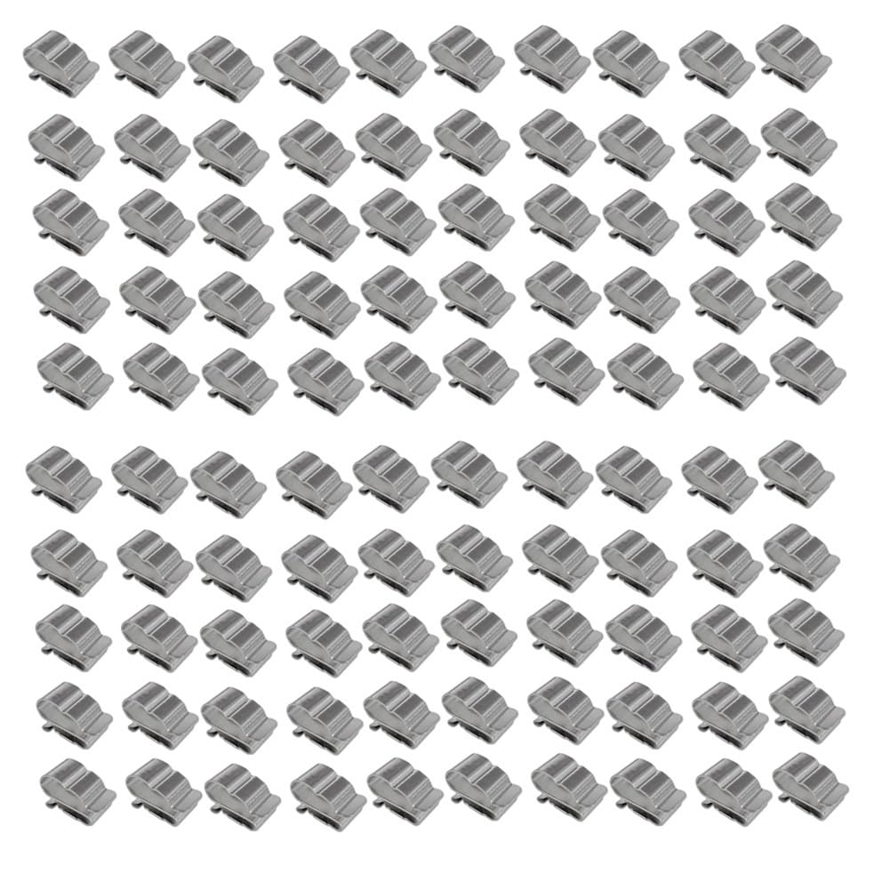 Steowsey Silver 100Pcs Photovoltaic Cable Clip Cord Clamp 304 Stainless Steel Solar Cable Clip Solar Panel Cable Clip