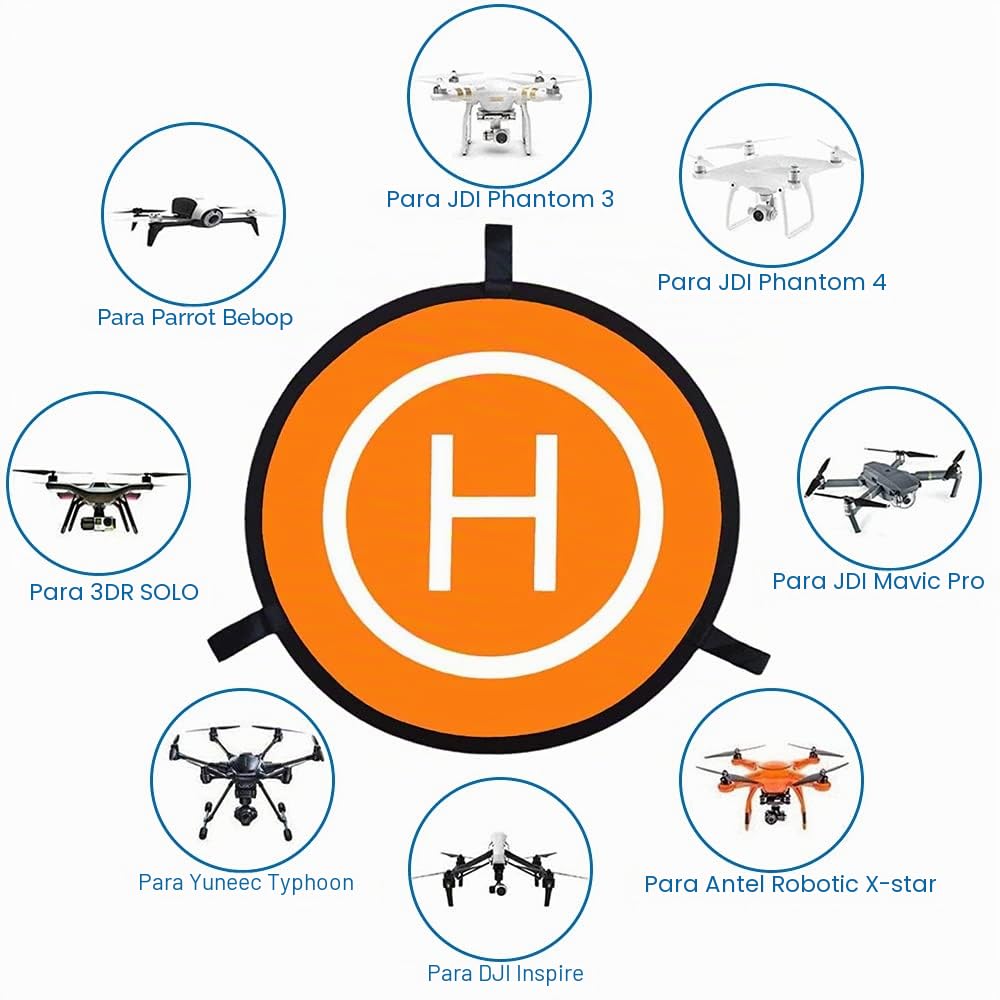 MMOBIEL Zona de aterrizaje Drone Landing Pad Impermeable 75 cm, Doble Cara Naranja/Azul para Drones helicópteros a distancia DJI Mavic Mini 2 / Zoom/Air Fly 2 / Phantom/FPV/Inspire