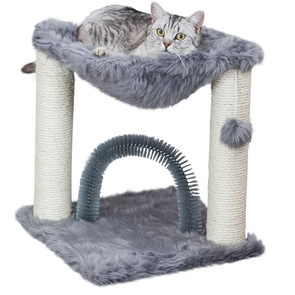 Arbre à Chat Baza avec Brosse, 50 cm, Gris