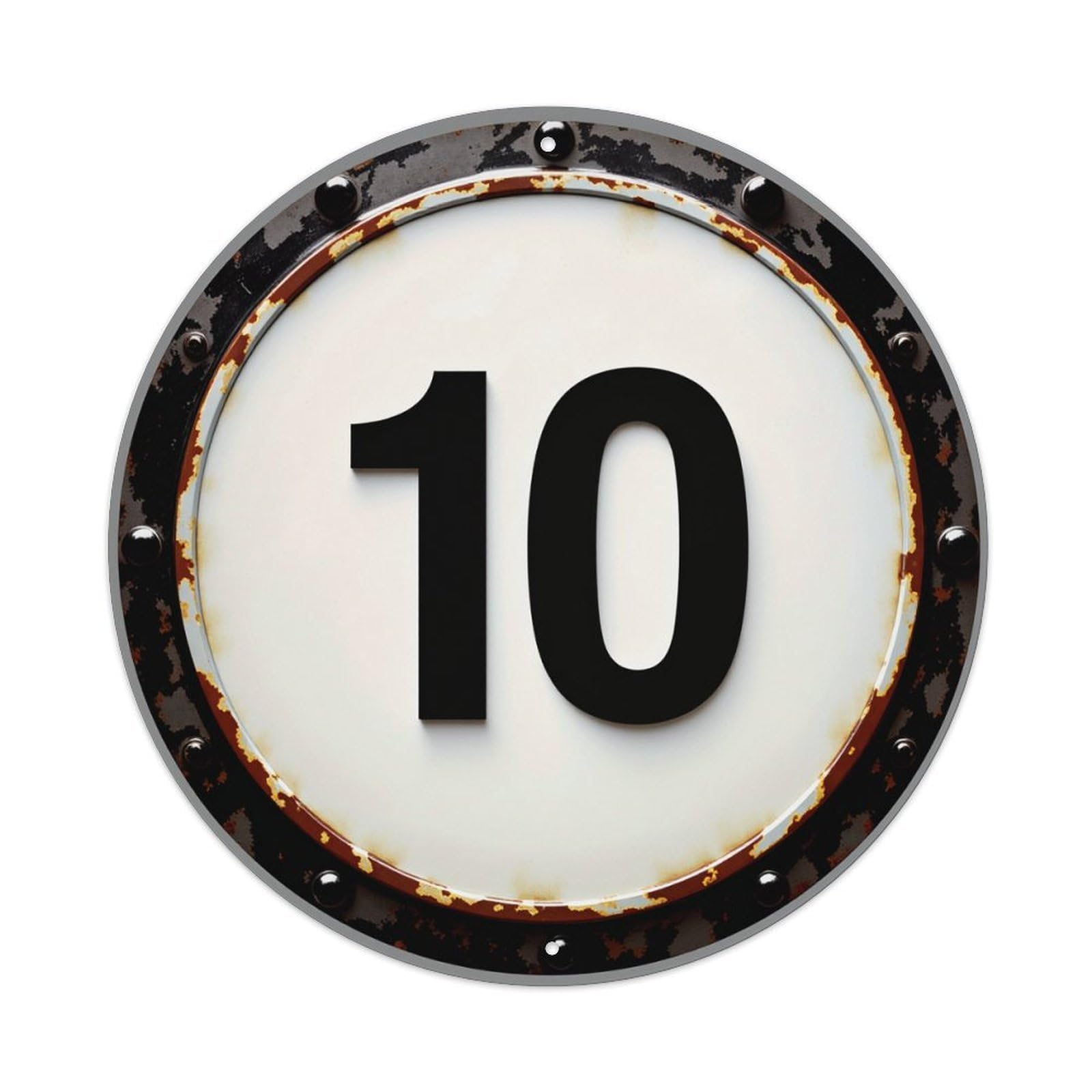 Rusty Metal Number Ten Round Tin Sign Vintage Metal Sign Home Bar Garden Indoor & Outdoor Wall Decor Retro Metal Poster 8x8 Inch