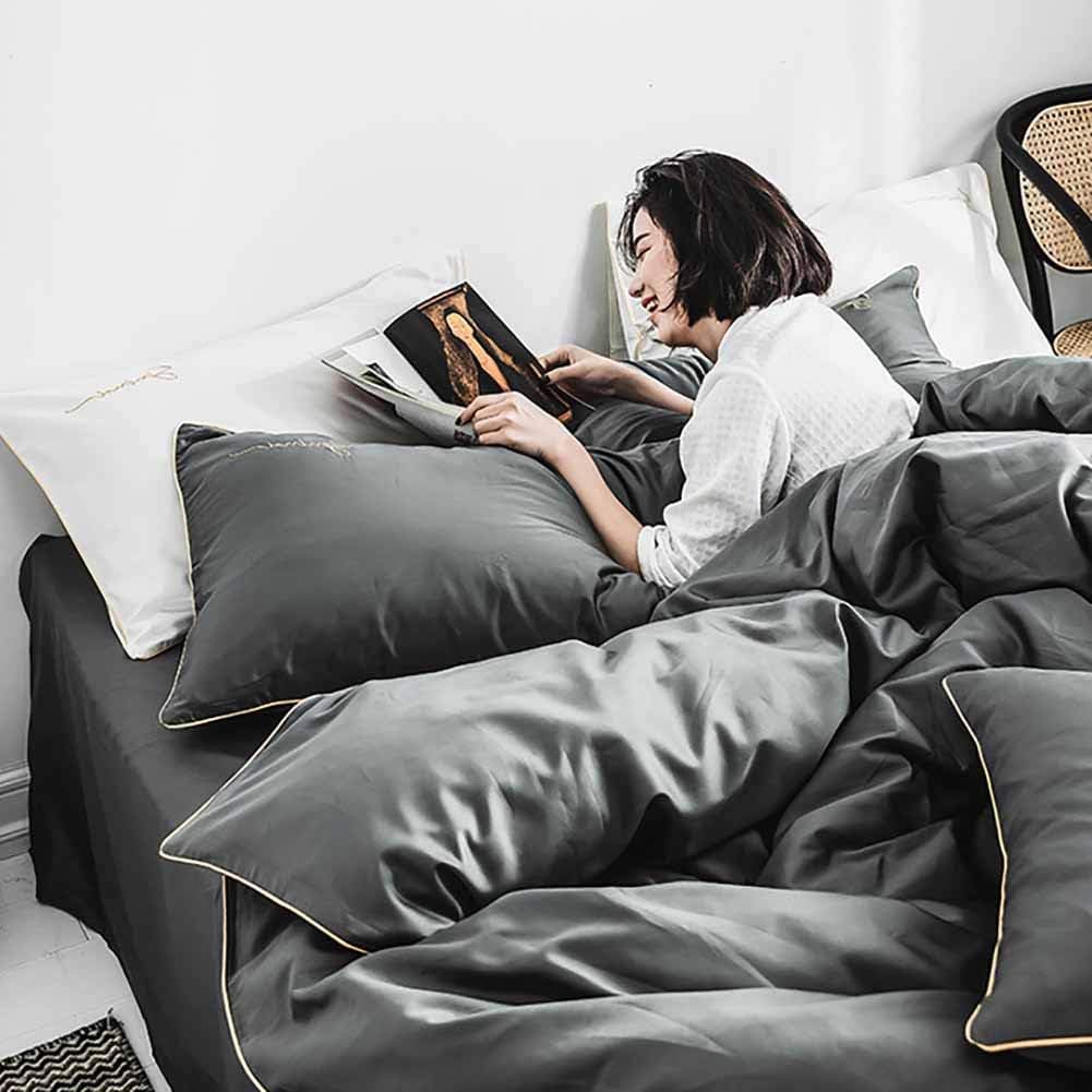 4 Sets of Bedding Washed Cotton to Keep Warm Anti-Wrinkle Anti-Allergic European-Style Bedding (Multiple Colors) D 1.5M (F 1.5M)