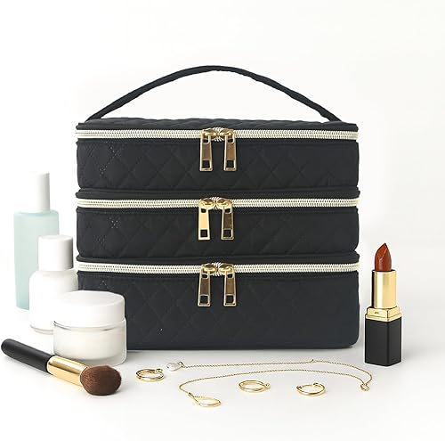 Miniatura 5 de Apxouans Bolsa de maquillaje de viaje para mujer, estuche grande para cosméticos, resistente al agua, organizador para guardar artículos de tocador,