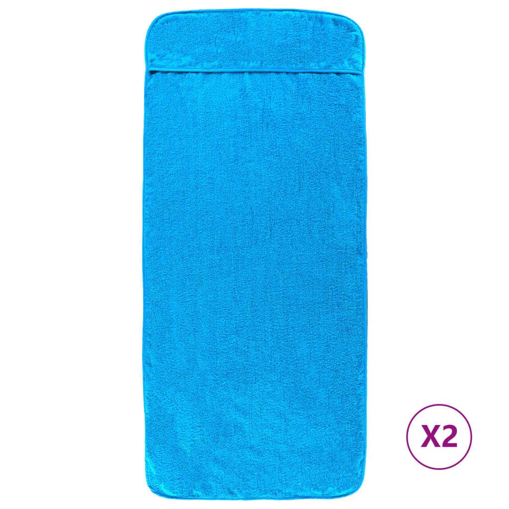 Strandtücher 2 STK Türkis 75x200 cm Stoff 400 GSM mit Liegenklappe