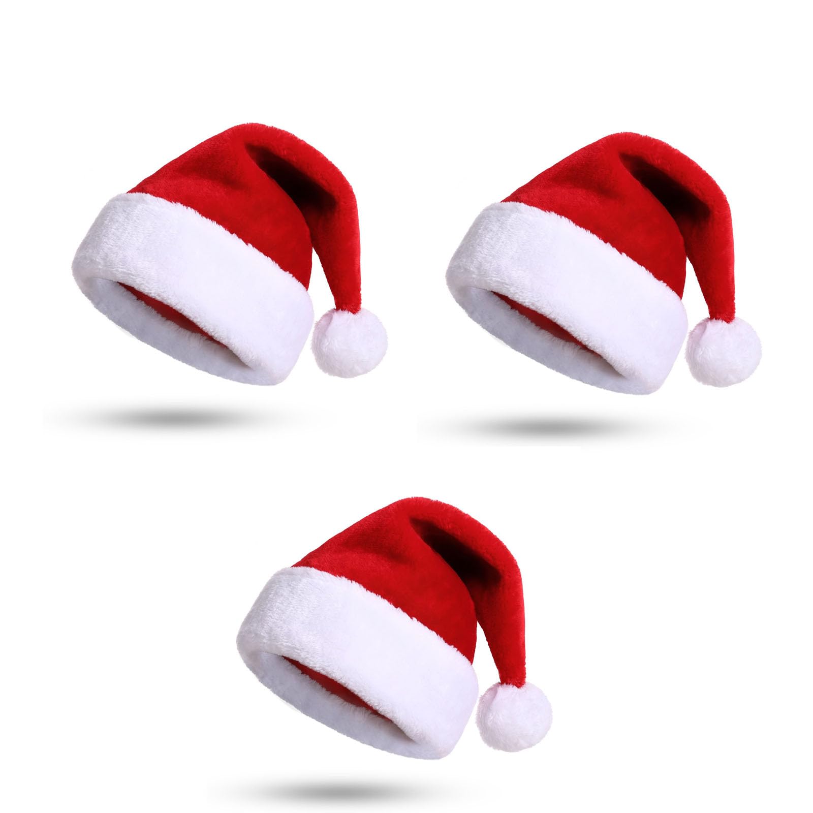 KONVINIT Cappello Babbo Natale Peluche per Adulti, Cappellini Natale,Cappellino Babbo Natale Onesize