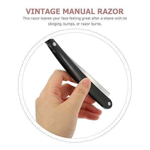 Miniatura 5 de FRCOLOR Maquinilla de afeitar recta para hombres Barbero de borde recto Maquinilla de afeitar manual de barba afeitadora de metal