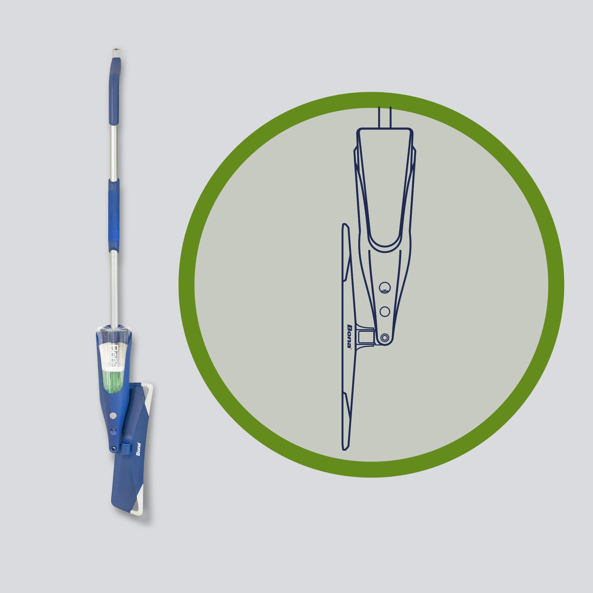 Bona Spray Mop Premium para Suelos Laminados y Superficies Duras, 2x recambio mopa de microfibra lavable