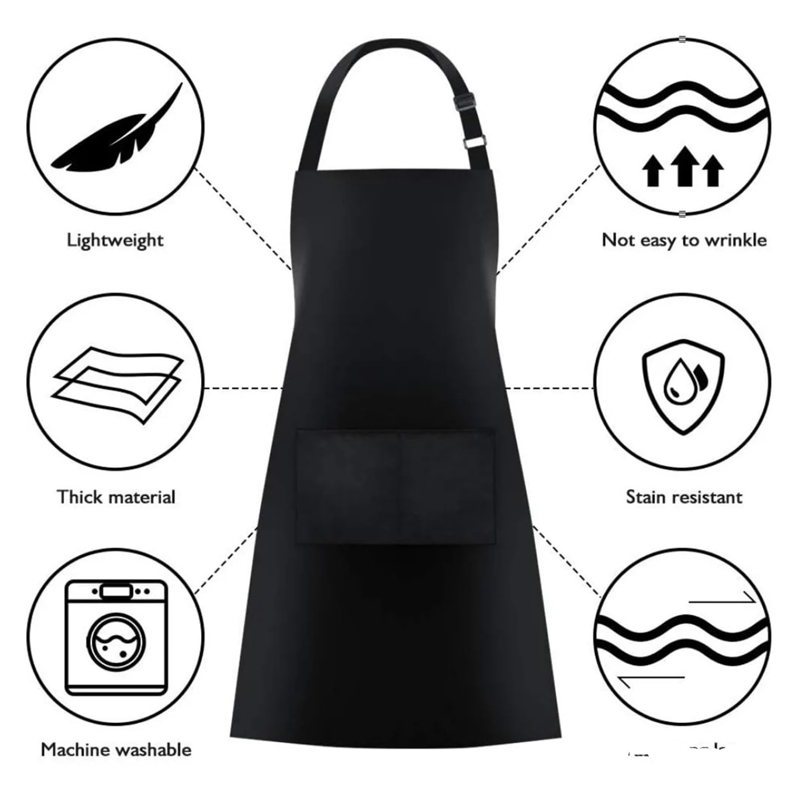 Delantal Paquete de 2 delantales con pechera y bolsillos for chef cocina, color negro, for mujer hombre