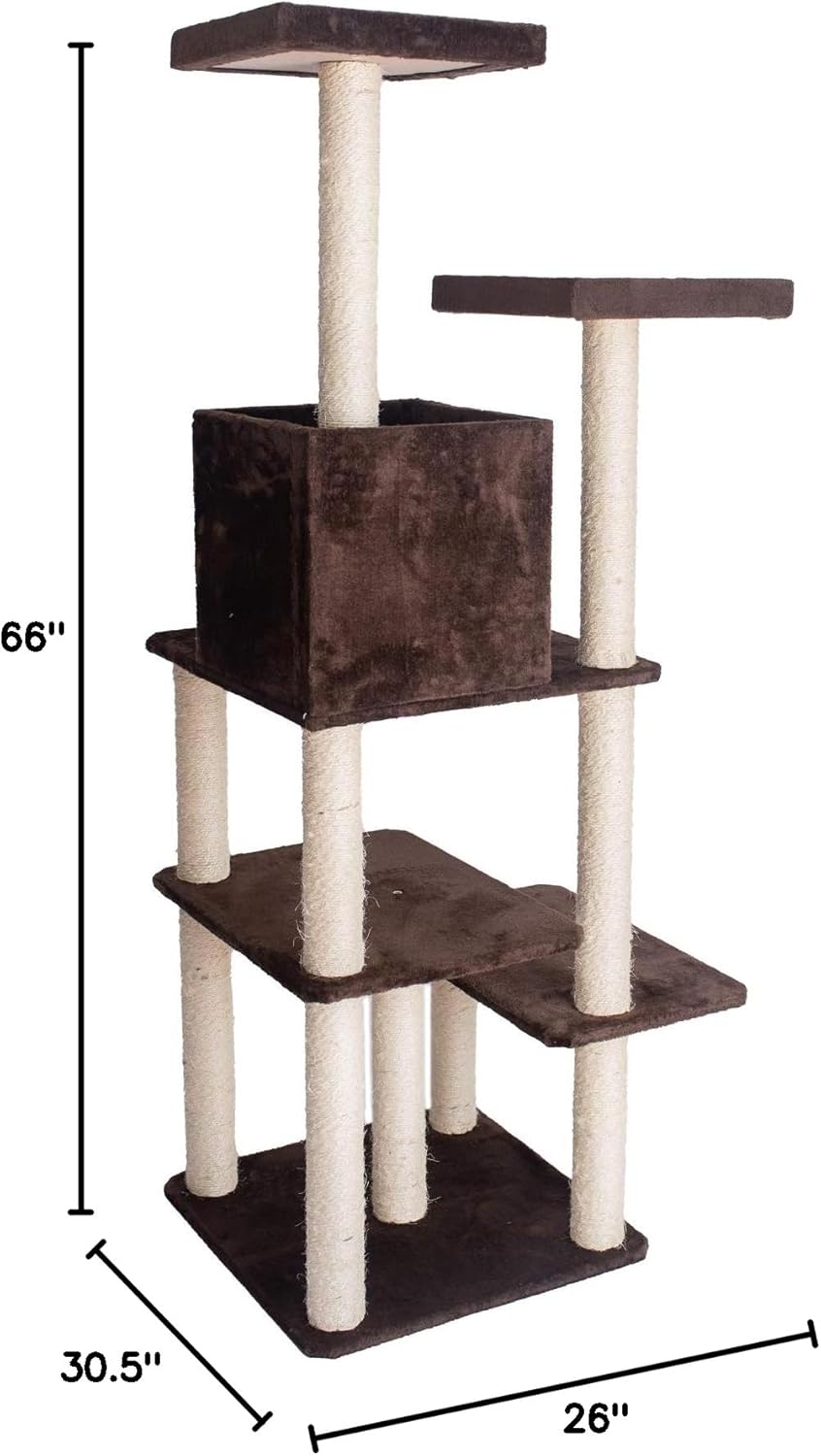 66" Cat Tree GP78680723 Coffee Brown 4 Levels