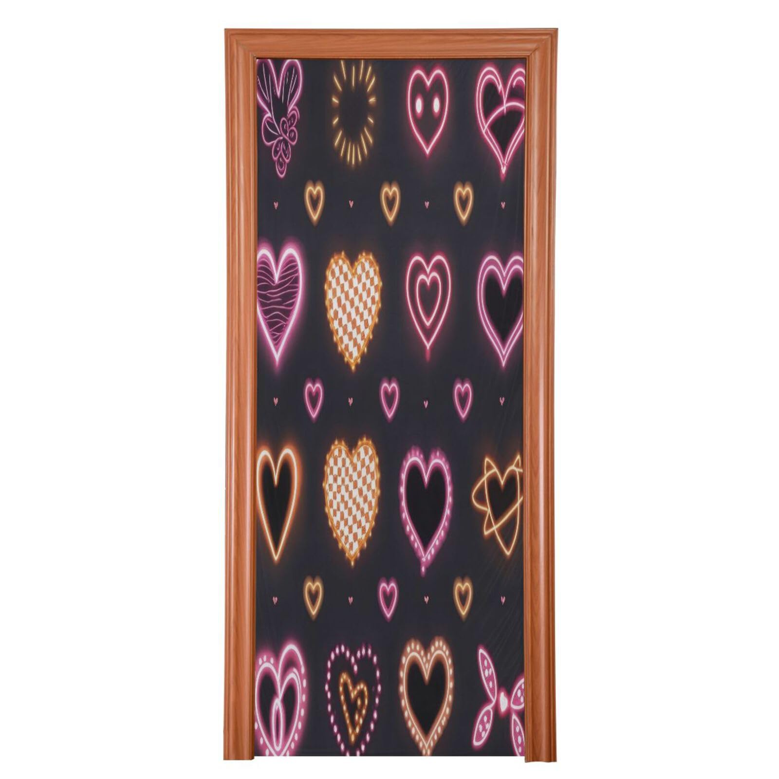 FLildon Glowing Love Hearts Valentine's Day Door Cover Decoration, Party Accessory Porch Decor for Festive Ornament Room Door Covers 36 x 98 Inch