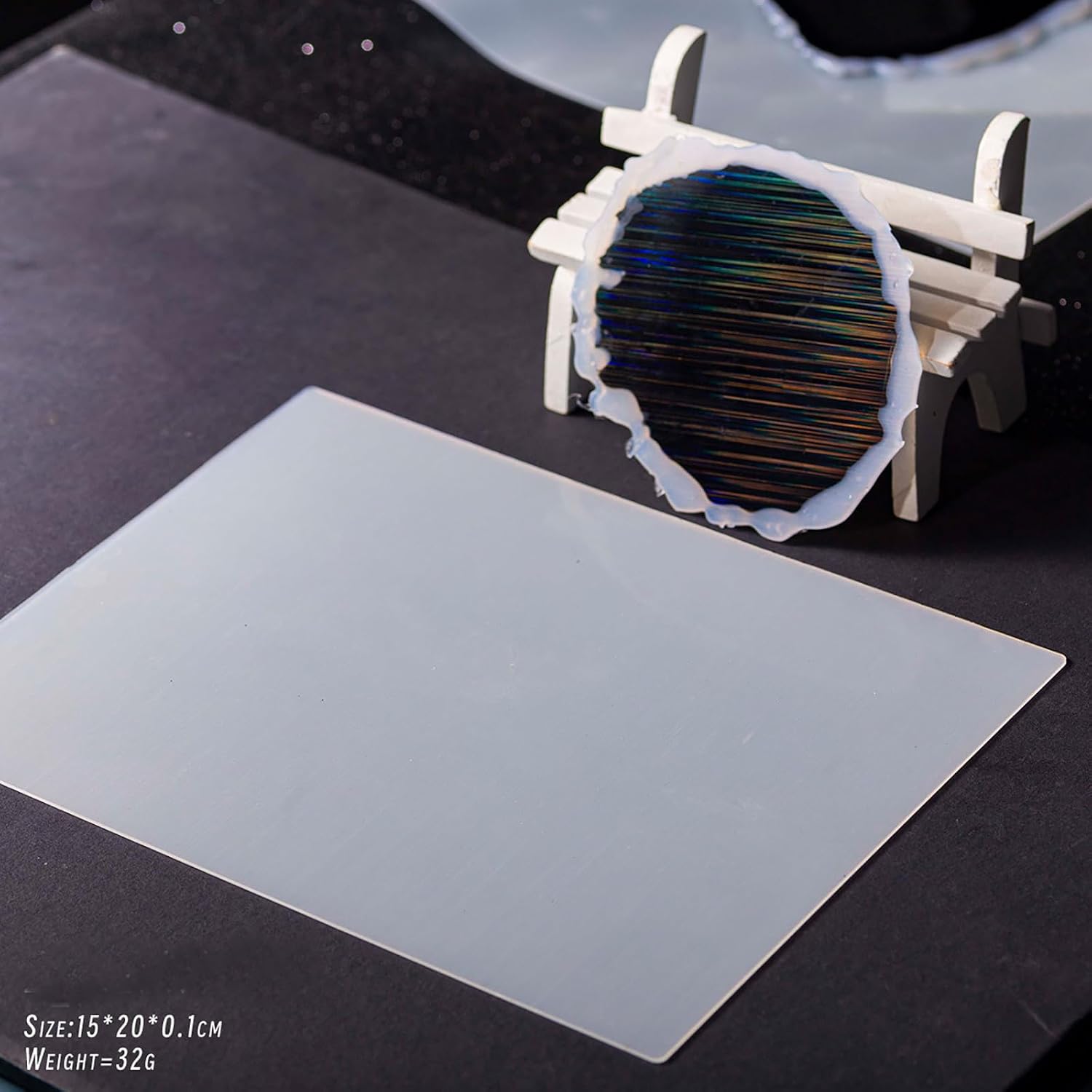 4 Pieces Silicone Holographic Inlay Sheets Effect Fillers Insert Patterns for Resin Epoxy Casting Mold DIY Craft Adding Laser Artwork Coaster Decorative Mat