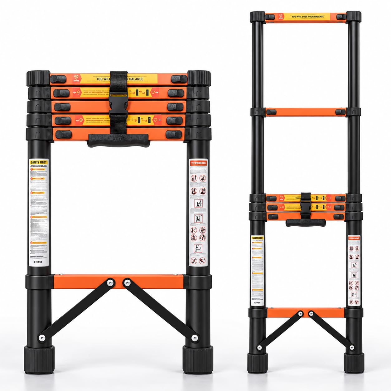 Plantex 1.9m (6.23 ft.) Telescopic Ladder/Carbon Steel 5-Steps Portable & Compact Ladder/Foldable Multipurpose Collapsible Ladder for Home & Outdoor Use - (Orange) — Amazon image 12