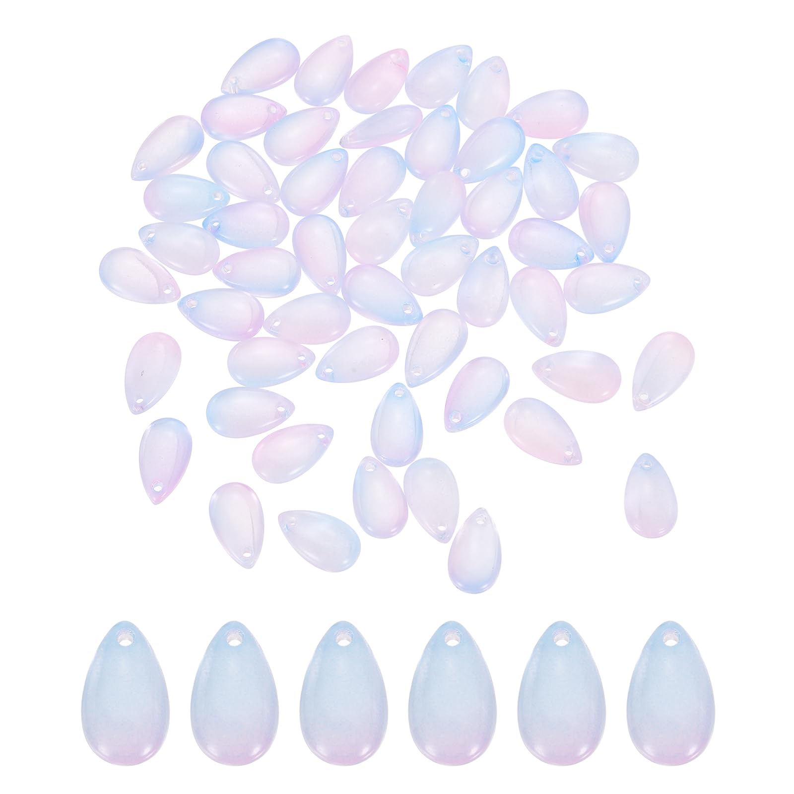 sourcing map 60 Pcs Teardrop Crystal Glass Beads, 8x14mm Teardrop Glass Charm Pendants Water Drop Beads Top Drilled for Jewelry Making DIY Craft Bracelets Necklace, Pastel Blue-Pink