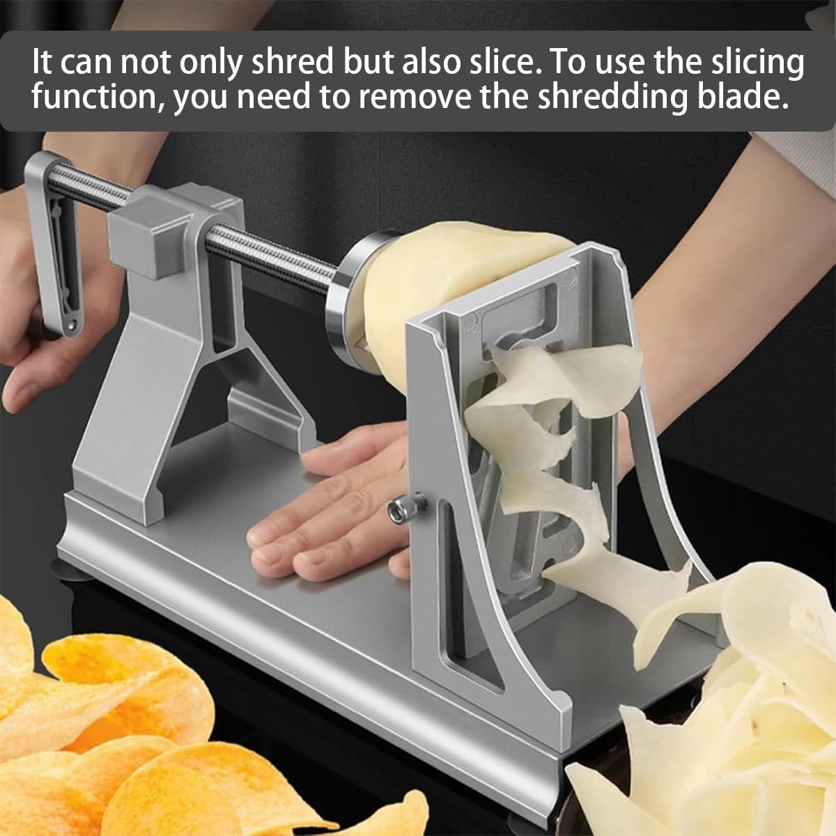 Rallador giratorio con manivela, cortador de verduras multifuncional con 3 cuchillas intercambiables para uso en cocina