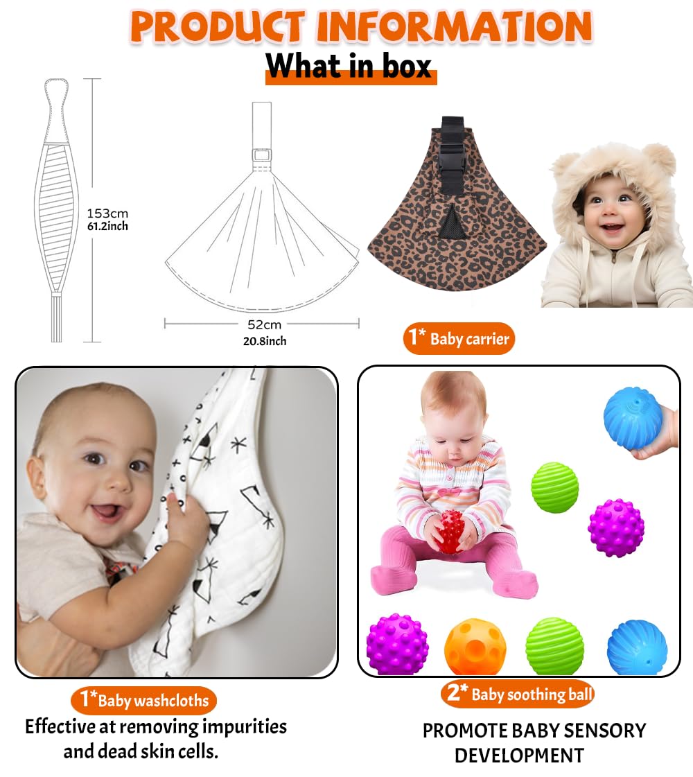 Baby Sling Carrier | Adjustable Front & Back, Adjustable Sling Easy Toddler Carrier Comfortable Baby Wrap Carrier Baby Carrier Wrap for Newborn Up to 6M-3 Years — view 9