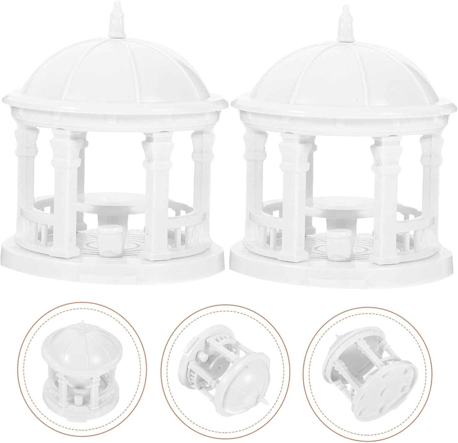 TOYANDONA 2pcs Mini Fence Gazebo Home Decor Miniature Landscape Miniature Figurine Landscape Adornments Pagoda Model Decor Gardening Decorations Garden Decor Bonsai Accessories White Abs image 5