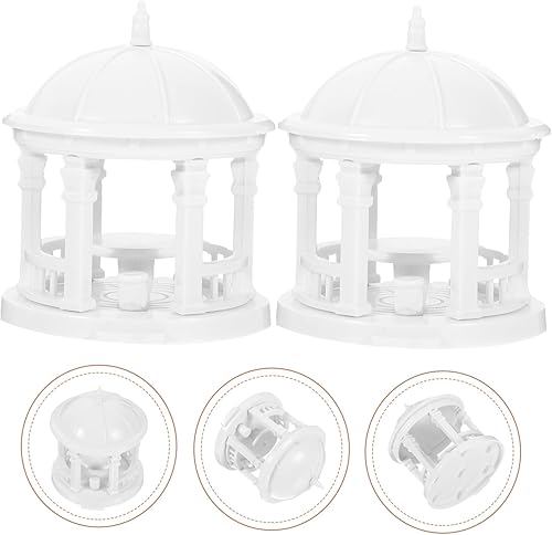 Miniatura 5 de TOYANDONA 2 piezas mini valla Gazebo decoración del hogar paisaje miniatura figura paisaje miniatura ornamentos de paisaje pagoda modelo decoración