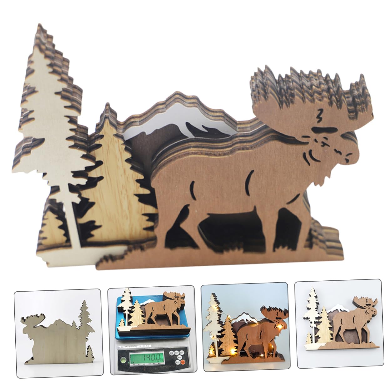 TOPBATHY 3St Elch-Skulptur- Hirschverzierung für die Tischplatte Weihnachtshirsch-Modell büro Dekoration Schreibtisch Dekoration bastelset Wohnkultur Tierstatue aus Holz Holzdekor