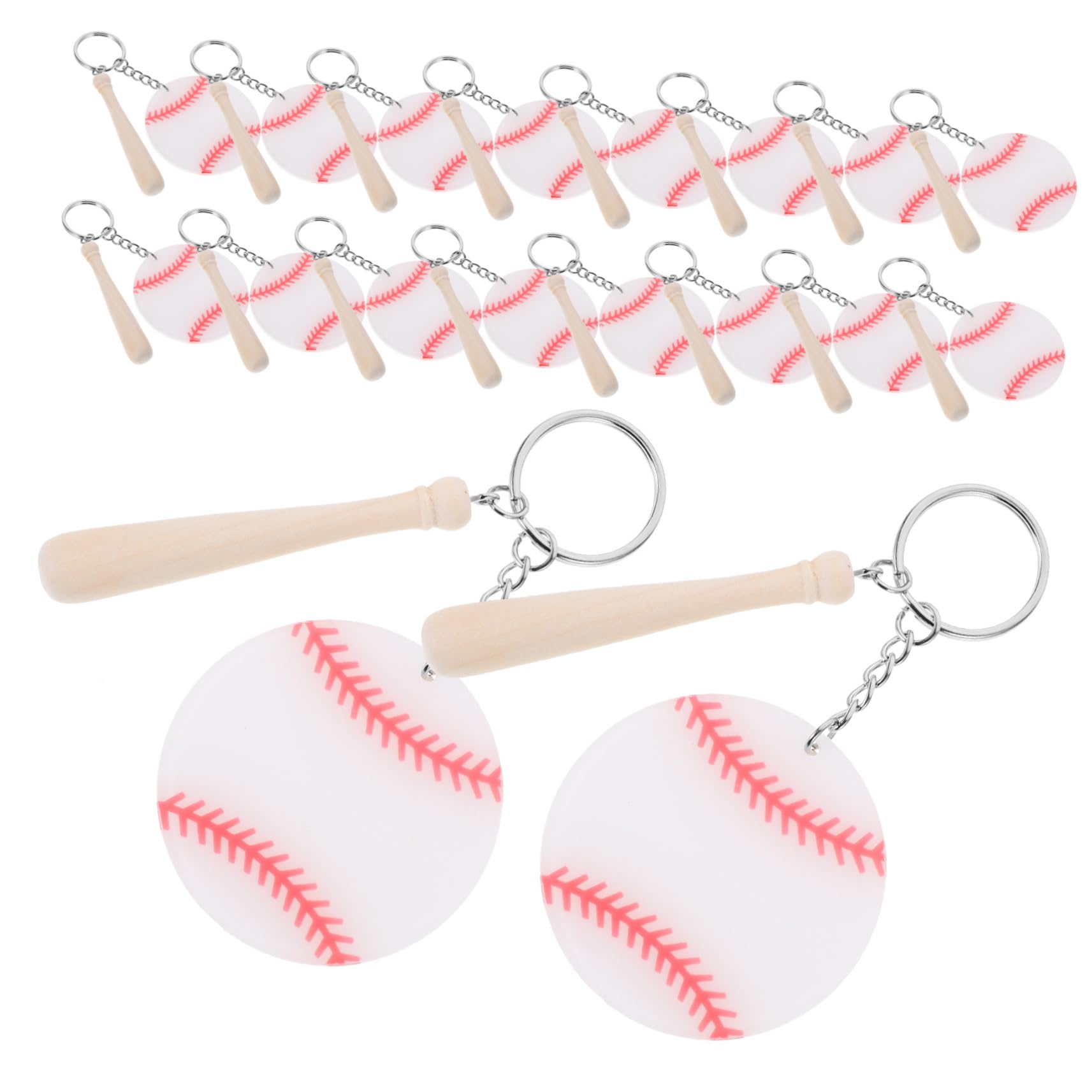 Porte-clés batte de baseball pendentif équipe sportive lot bois - 8