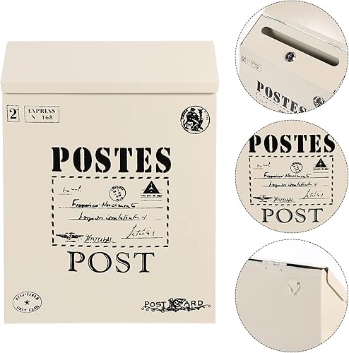 Miniatura 8 de Homoyoyo Buzón de caída para colgar en la pared caja para colgar en el hogar correo postal con decoración de hierro habitación de pago pared de