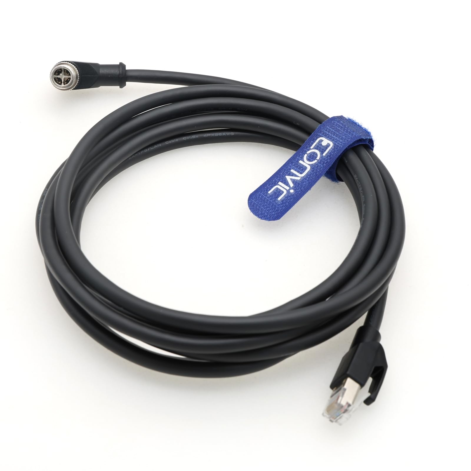 EONVIC Industrial Ethernet Shielded Cable M12 X-Type 8 Position to RJ45 Waterproof High Flexiable Cable for Cognex (3M, Right angle X-code Black)